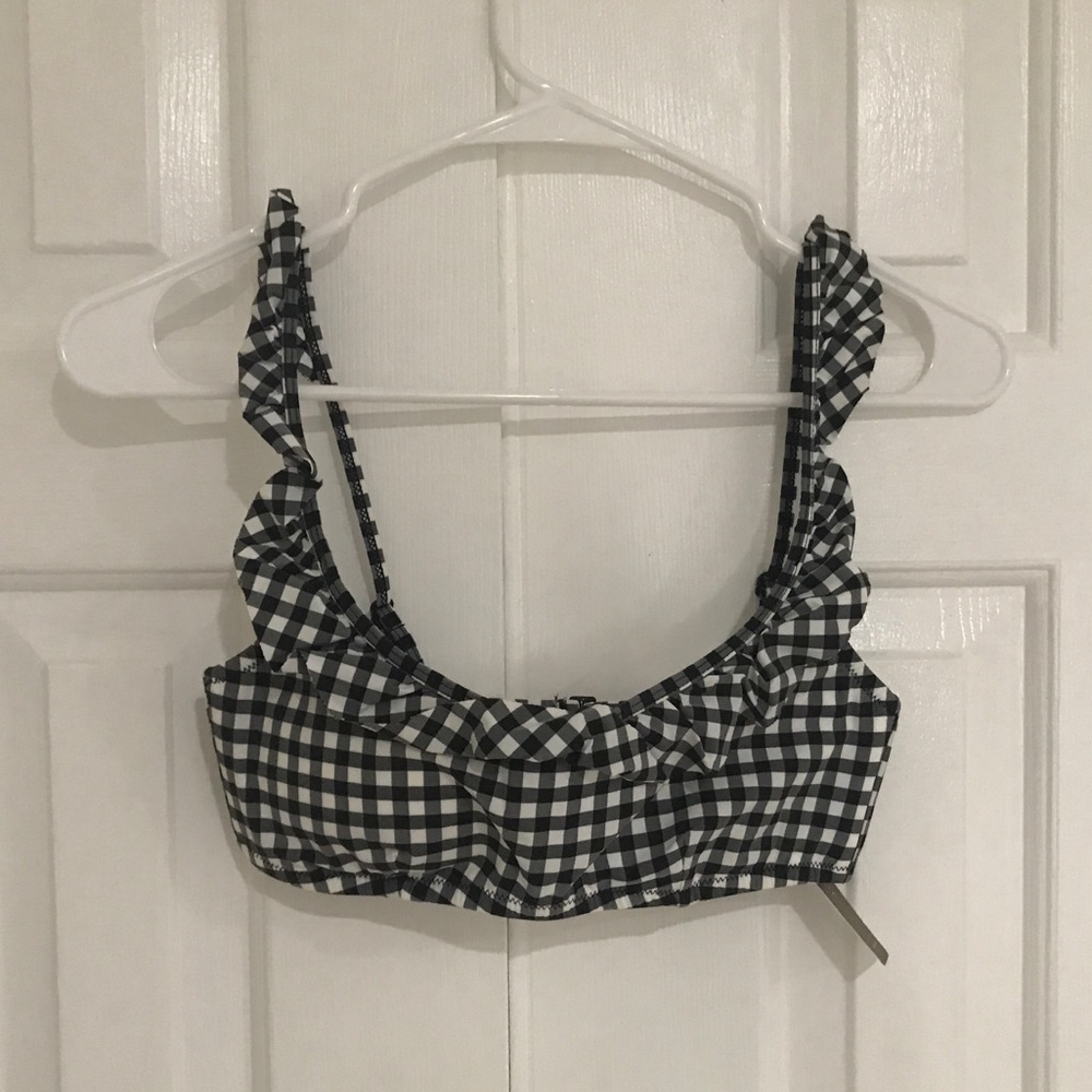 Jcrew Ruffle Bikini Top in Matte Gingham